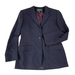 Ralph Lauren Navy Wool Blazer USA Size 6 Woolmark